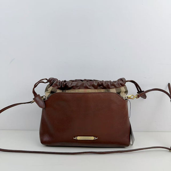 Pre-owned Burberry Drawstring Brown Calfskin Crossbody