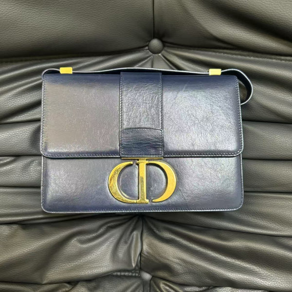 Pre-owned Christian Dior Montaigne 30 Navy Calfskin Crossbody