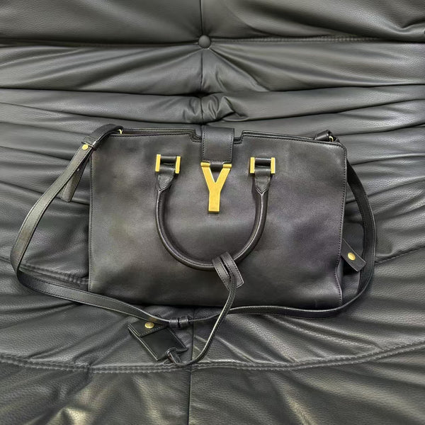 Pre-owned Saint Laurent Y Cabas Black Calfskin Crossbody