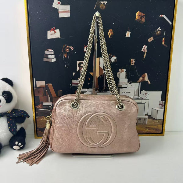 Pre-owned Gucci Soho Rose Gold Griany Textured Calfskin Shoulder bag