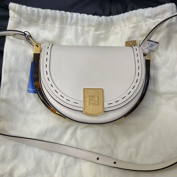 Pre-owned Fendi Moonlight Flap Bag Leather with Plexiglass Detail