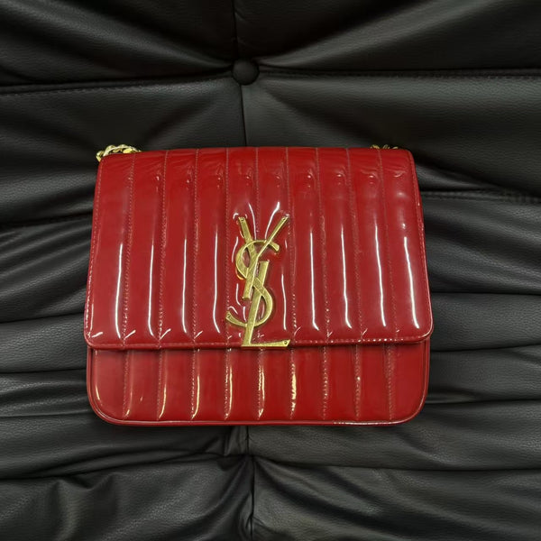 Pre-owned Saint Laurent Vicky Red Patent Leather Crossbody