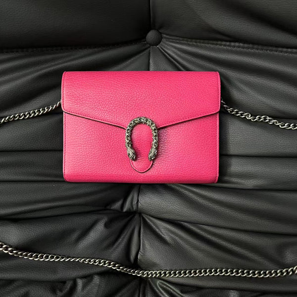 Pre-owned Gucci Dionysus Hot Pink Calfskin Crossbody WOC