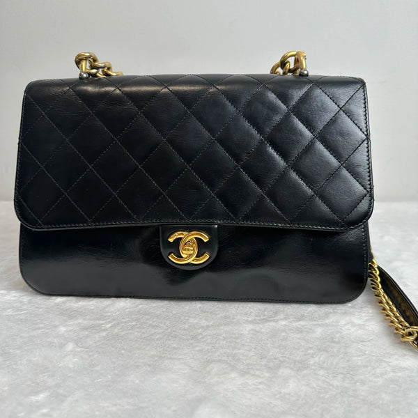 Pre-owned Chanel Classic Crossbody Diamond Quilt Black Calfskin