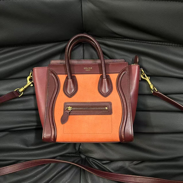 Pre-owned Celine Luggage Bag Grainy Leather Patchework Nano