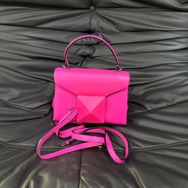 Pre-owned Valentino One Stud Hot Pink Calfskin Crossbody