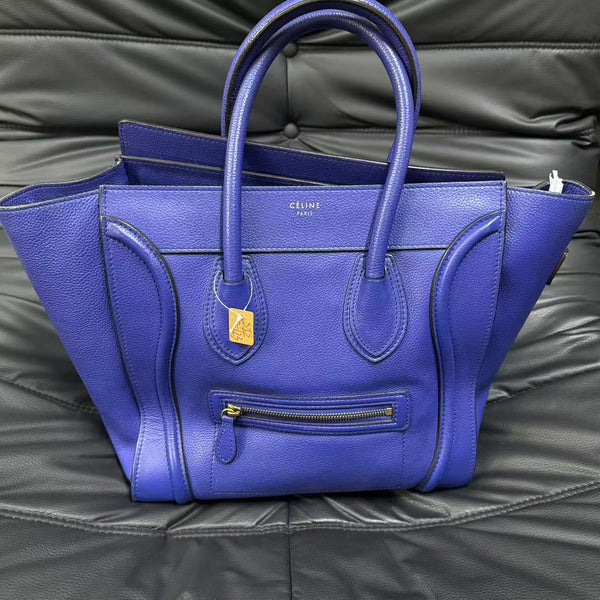 Pre-owned Celine Luggage Royal Blue Grainy Calfskin